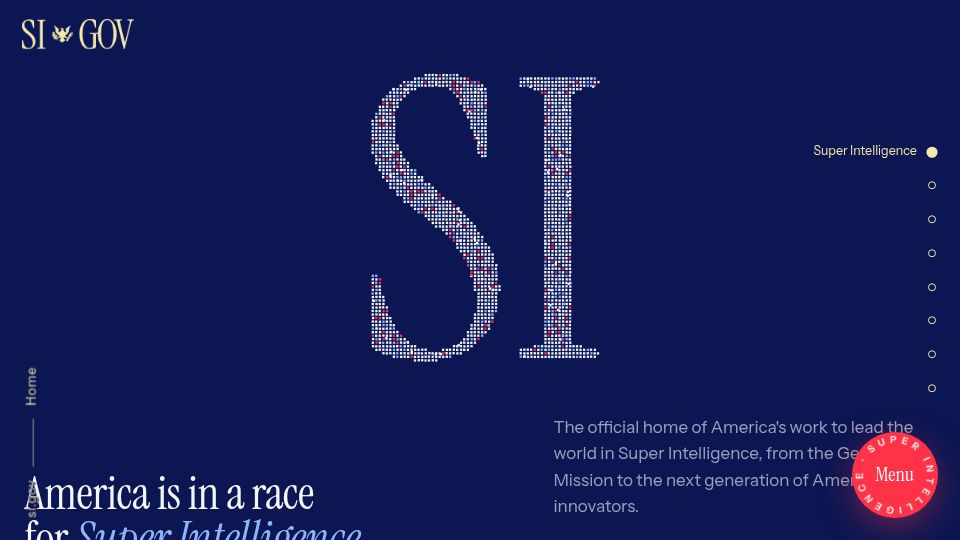 Screenshot of si.gov: Super Intelligence