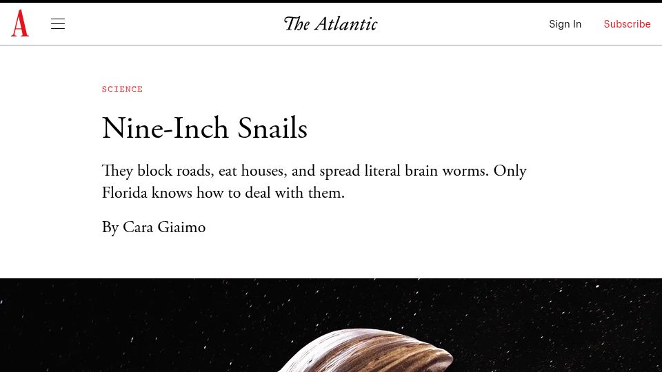 Screenshot of theatlantic.com: Nine-Inch Snails
