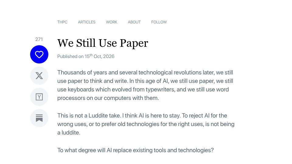 Screenshot of humanpro.co: We still use paper