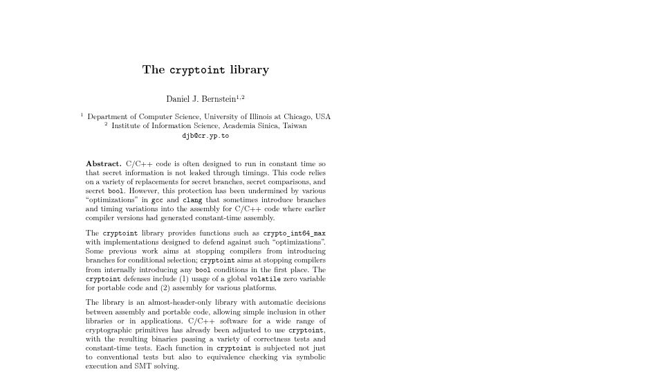 Screenshot of cr.yp.to: The cryptoint library (2025) [pdf]