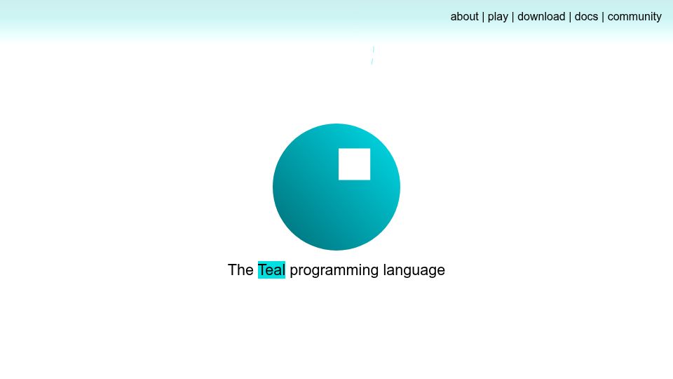 Screenshot of teal-language.org: Teal – A statically-typed dialect of Lua