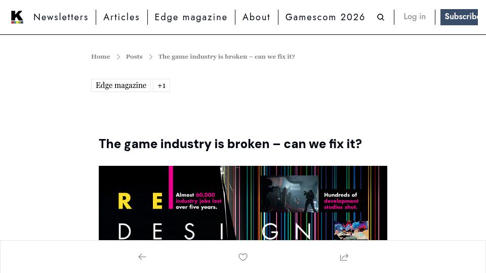 Screenshot of knowledge.edge-online.com: The game industry is broken – can we fix it?