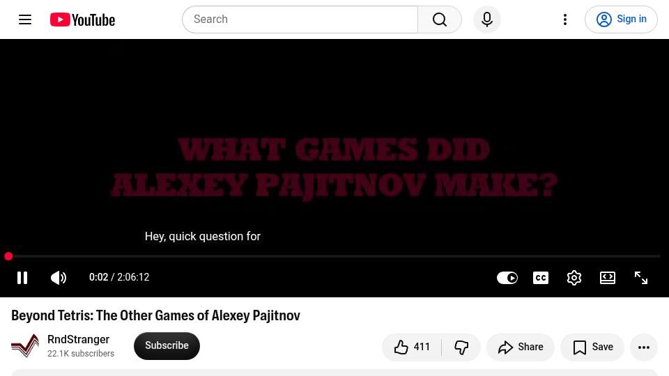Screenshot of youtube.com: Beyond Tetris: The other games of Alexey Pajitnov [video]