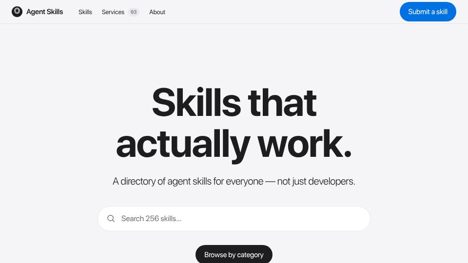 Screenshot of agent-skills.market: Agent-Skills.market