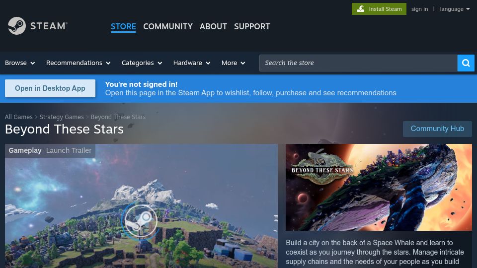 Screenshot of store.steampowered.com: Beyond These Stars