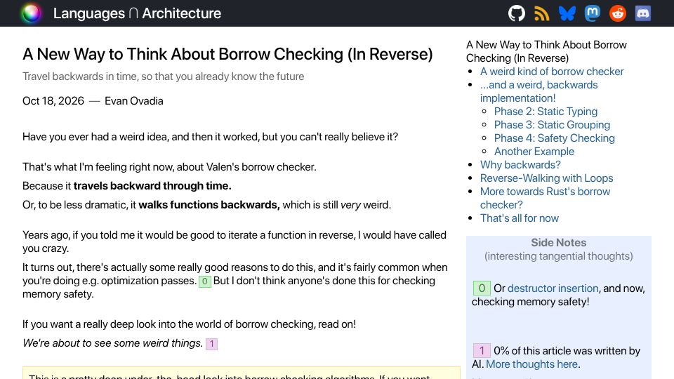 Screenshot of verdagon.dev: A new way to think about borrow checking (in reverse)