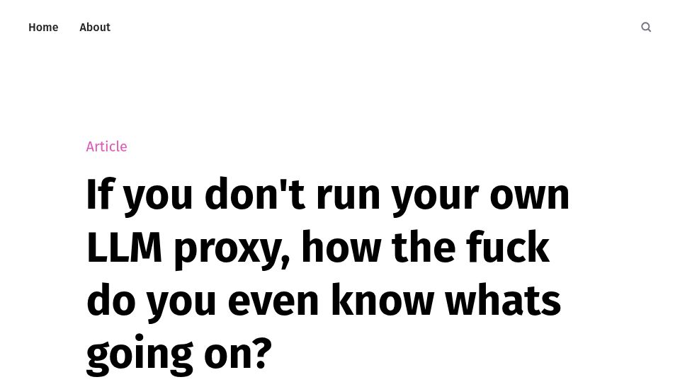 Screenshot of jrdsgl.com: If you don't run your own LLM proxy, how do you know whats going on?
