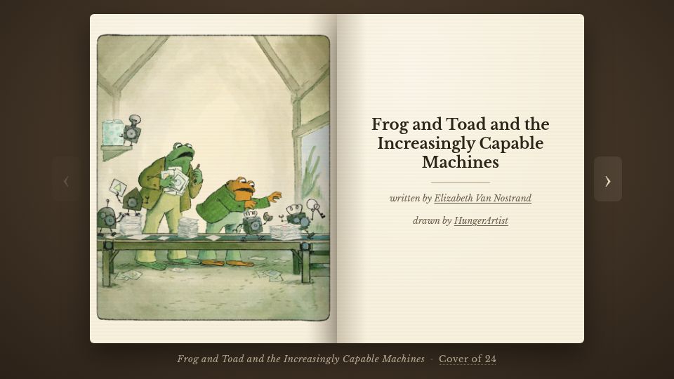 Screenshot of frogandtoad.ai: Frog and Toad and the Increasingly Capable Machines