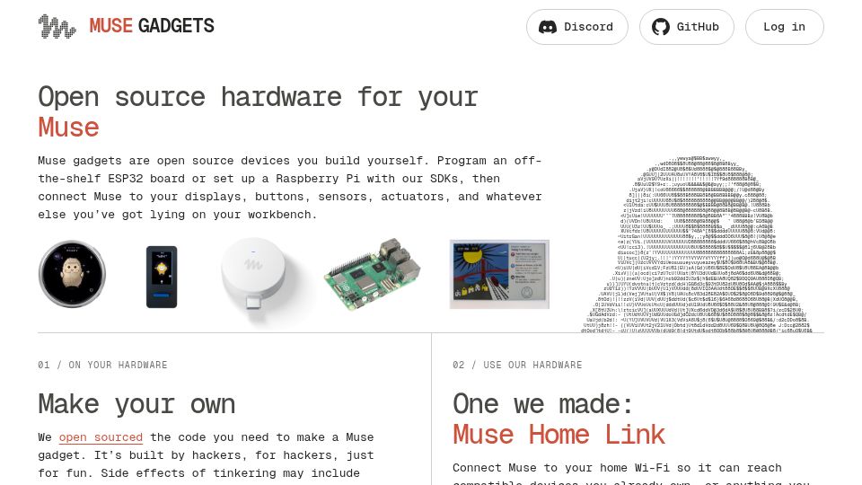 Screenshot of gadgets.muse.ai: Muse Gadgets