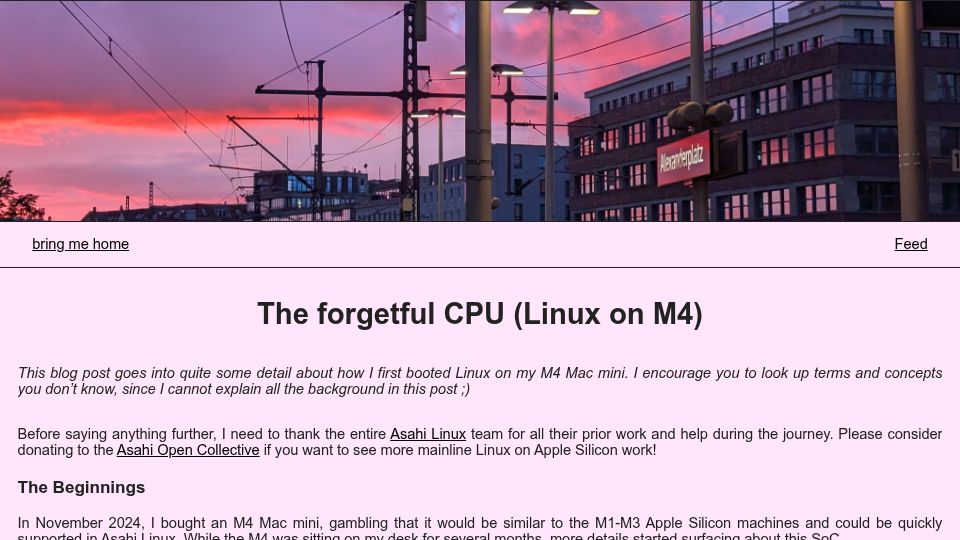 Screenshot of yuka.dev: The Forgetful CPU (Linux on M4)
