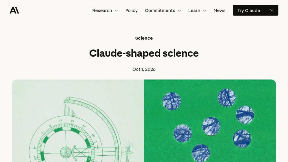 Screenshot of anthropic.com: Claude-Shaped Science