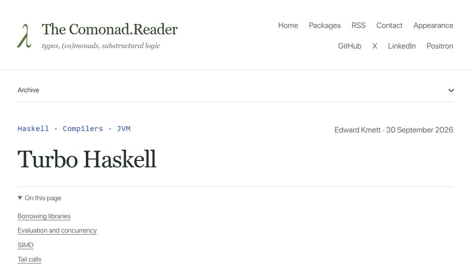 Screenshot of comonad.com: Turbo Haskell
