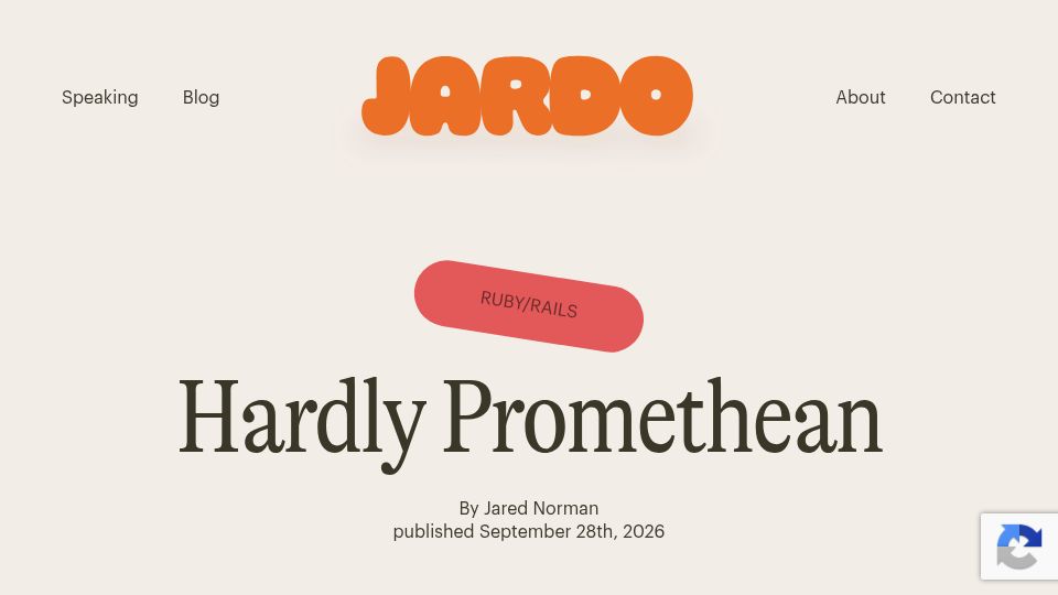 Screenshot of jardo.dev: Hardly Promethean