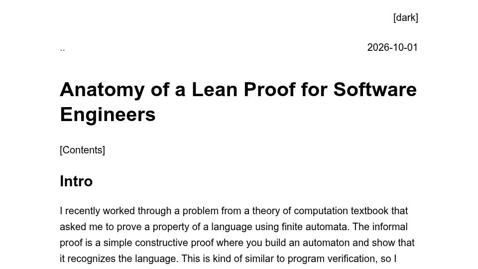 Screenshot of agostbiro.net: Anatomy of a Lean proof for software engineers
