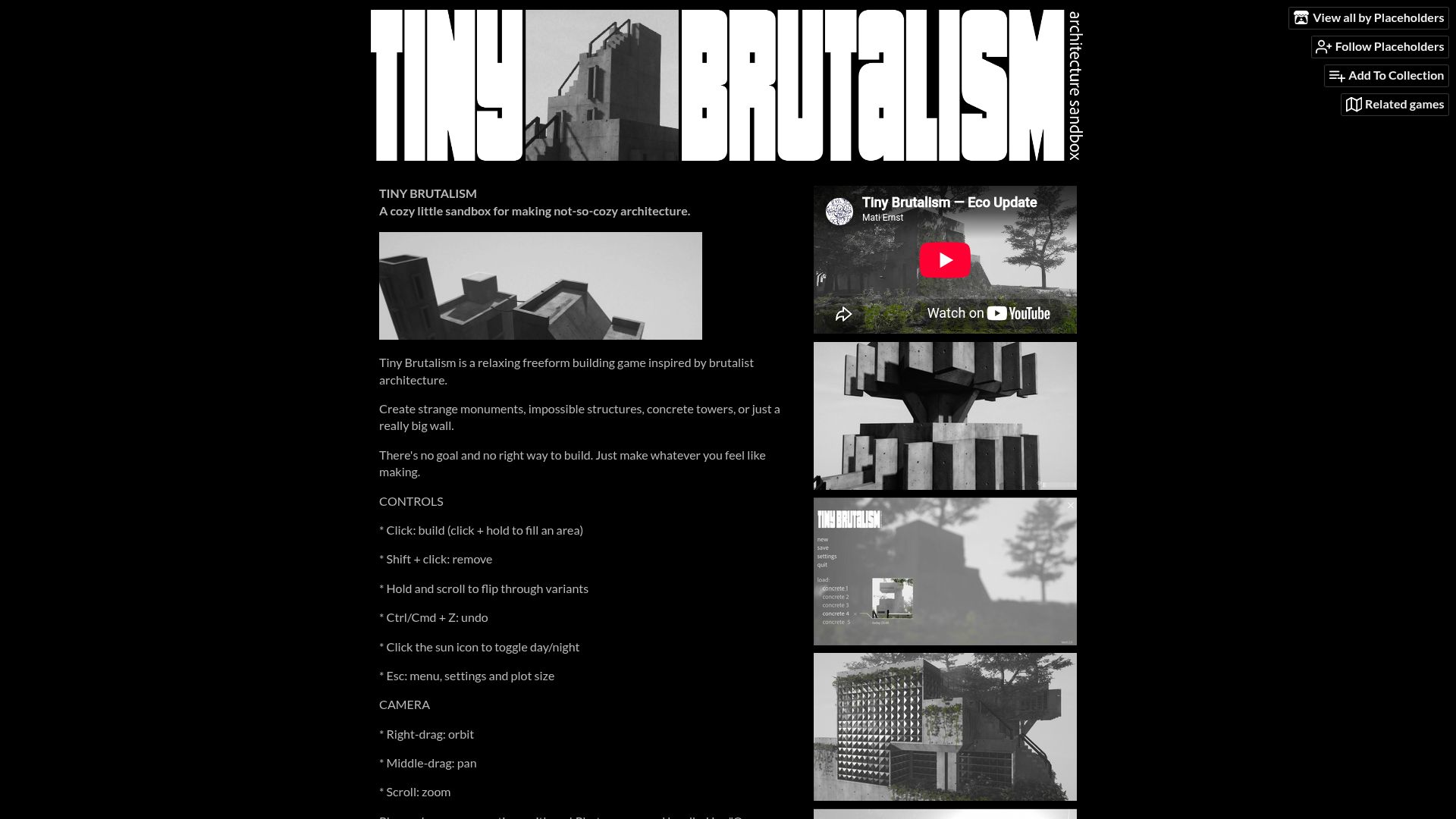 Screenshot of placeholders.itch.io: Tiny Brutalism