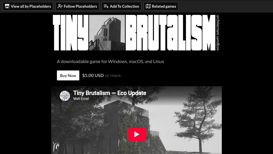 Screenshot of placeholders.itch.io: Tiny Brutalism
