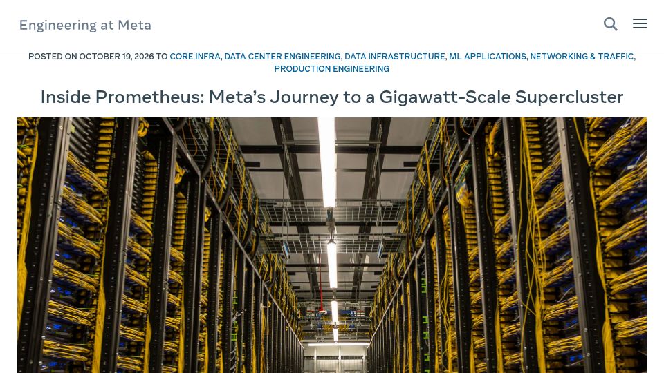 Screenshot of engineering.fb.com: Meta's GB{2,3}00 Cluster