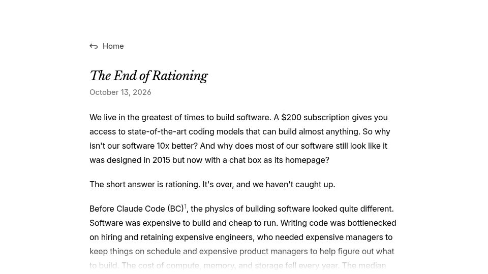 Screenshot of sanketsaurav.com: The End of Rationing