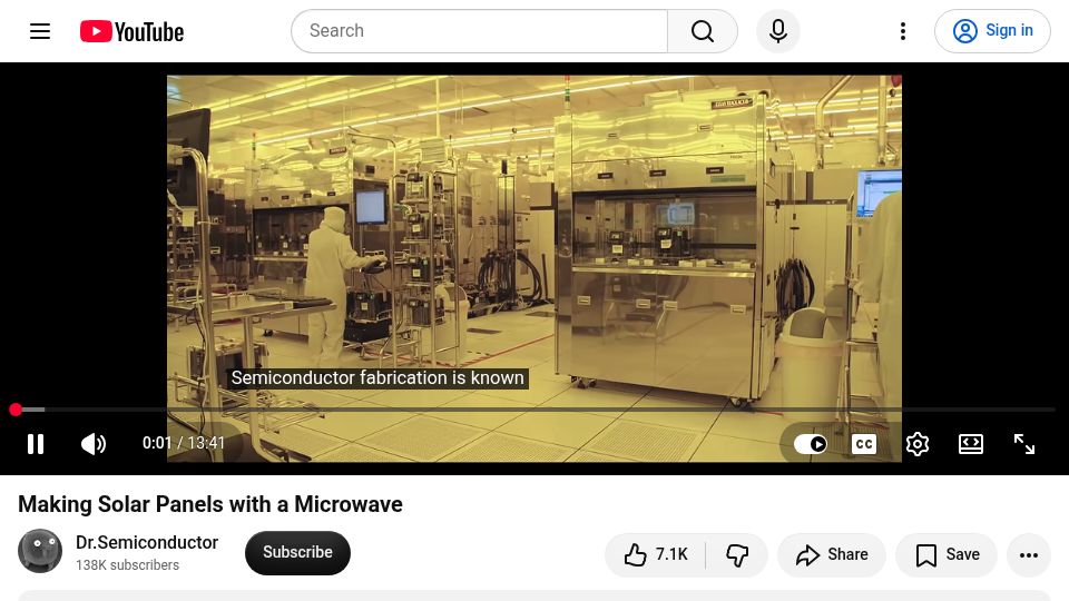 Screenshot of youtube.com: Making Solar Panels with a Microwave [video]
