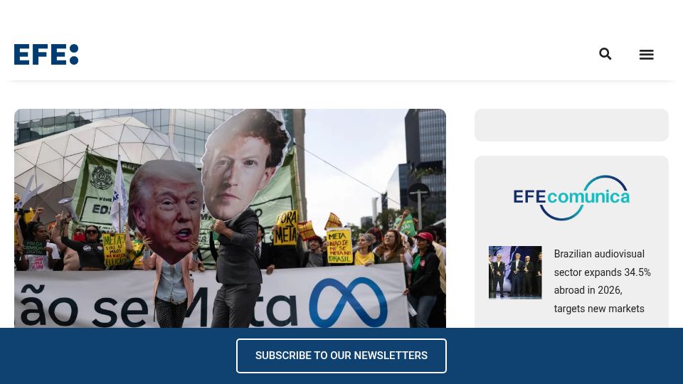 Screenshot of efe.com: Lula supporters protest against Meta to denounce its 'electoral interference'