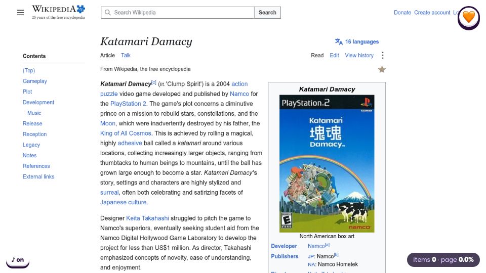 Screenshot of funwithcomputervision.com: Weball: Play Katamari on Websites
