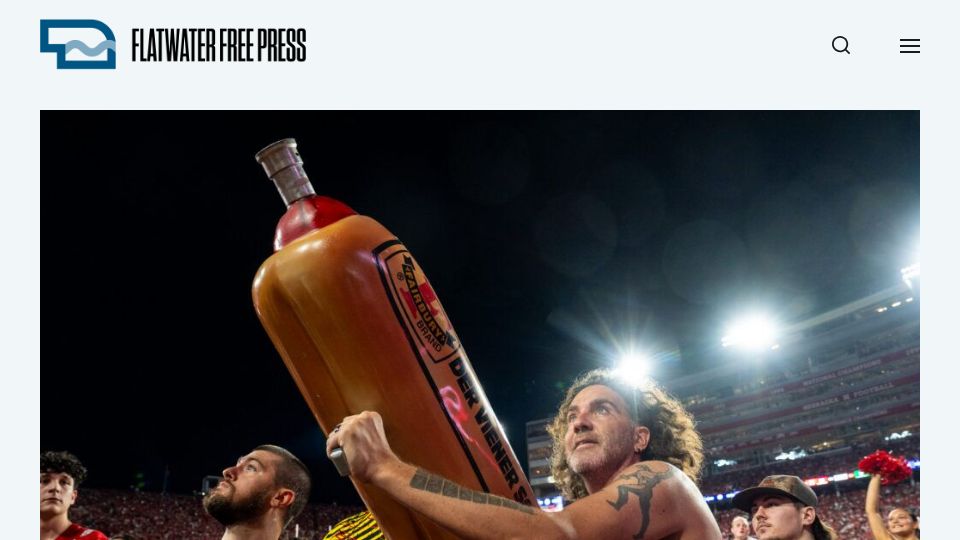 Screenshot of flatwaterfreepress.org: 'Der Viener Schlinger': The meat cannon that launched 20k hot dogs