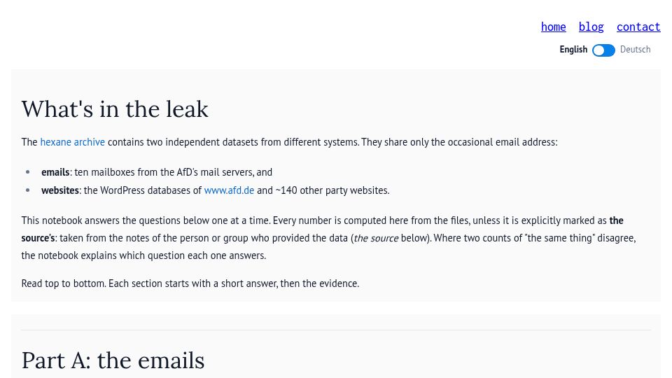 Screenshot of erik.gdn: Overview of the german afd email leak