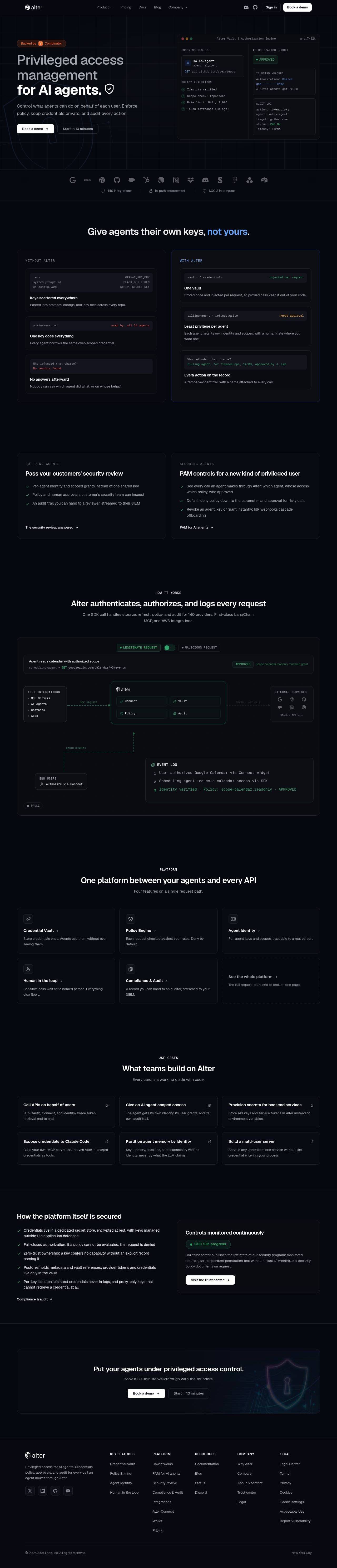 Full-page screenshot of alterauth.com