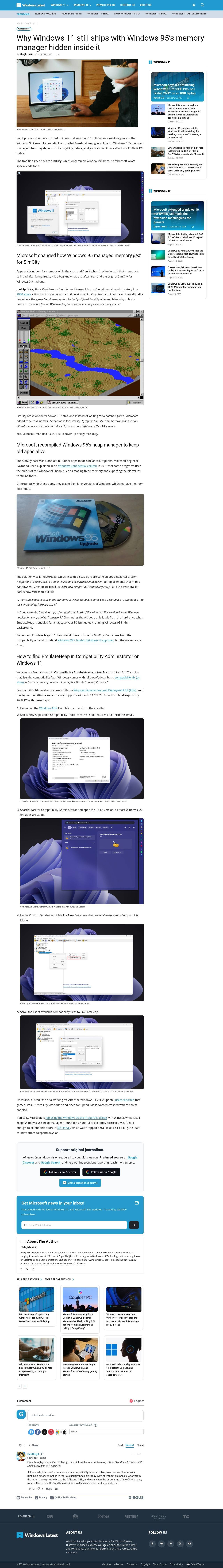 Full-page screenshot of windowslatest.com