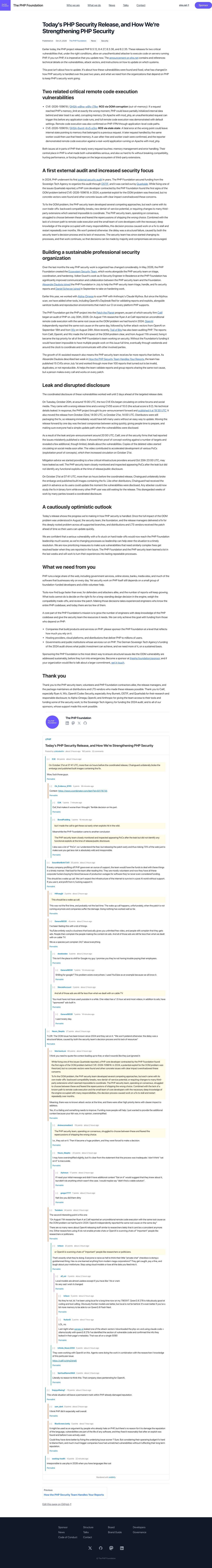 Full-page screenshot of thephp.foundation