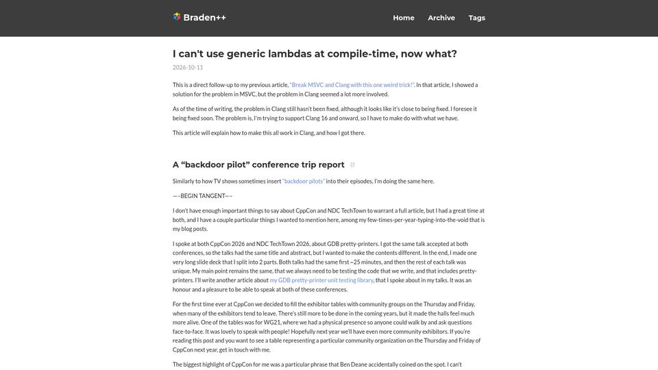 Screenshot of blog.ganets.ky: I can't use generic lambdas at compile-time, now what?