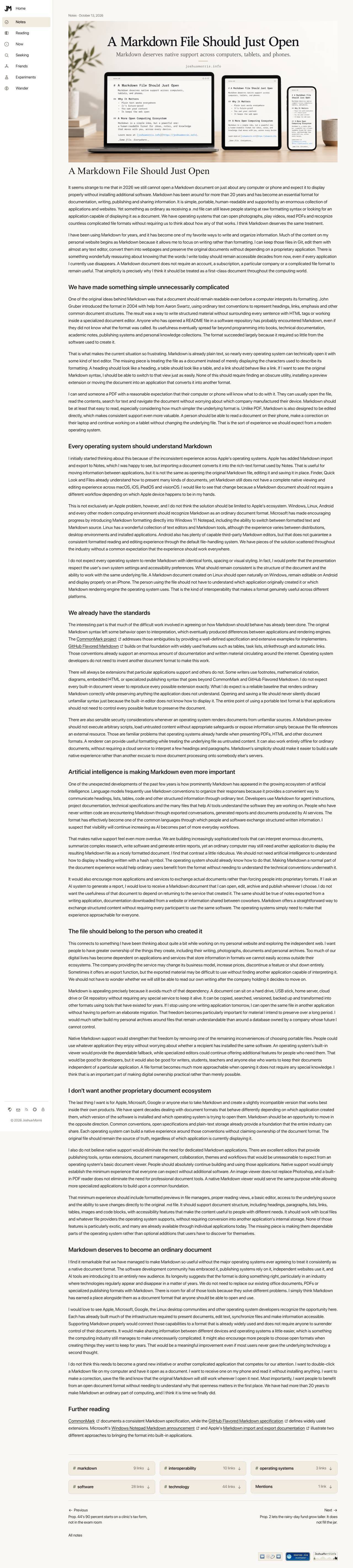 Full-page screenshot of joshuamorris.info