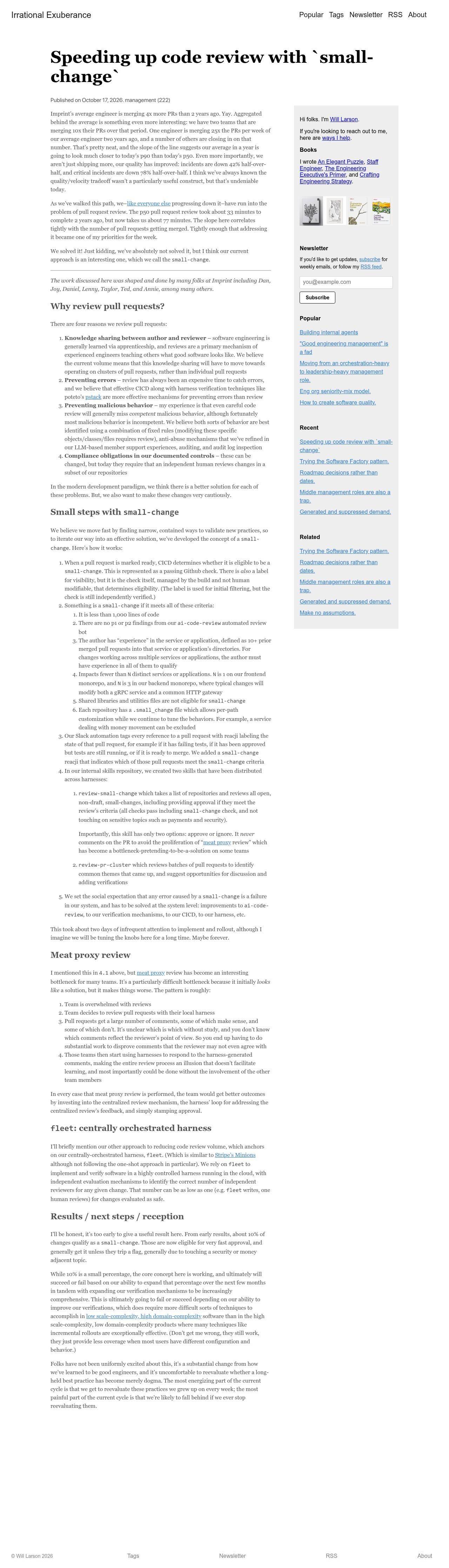 Full-page screenshot of lethain.com