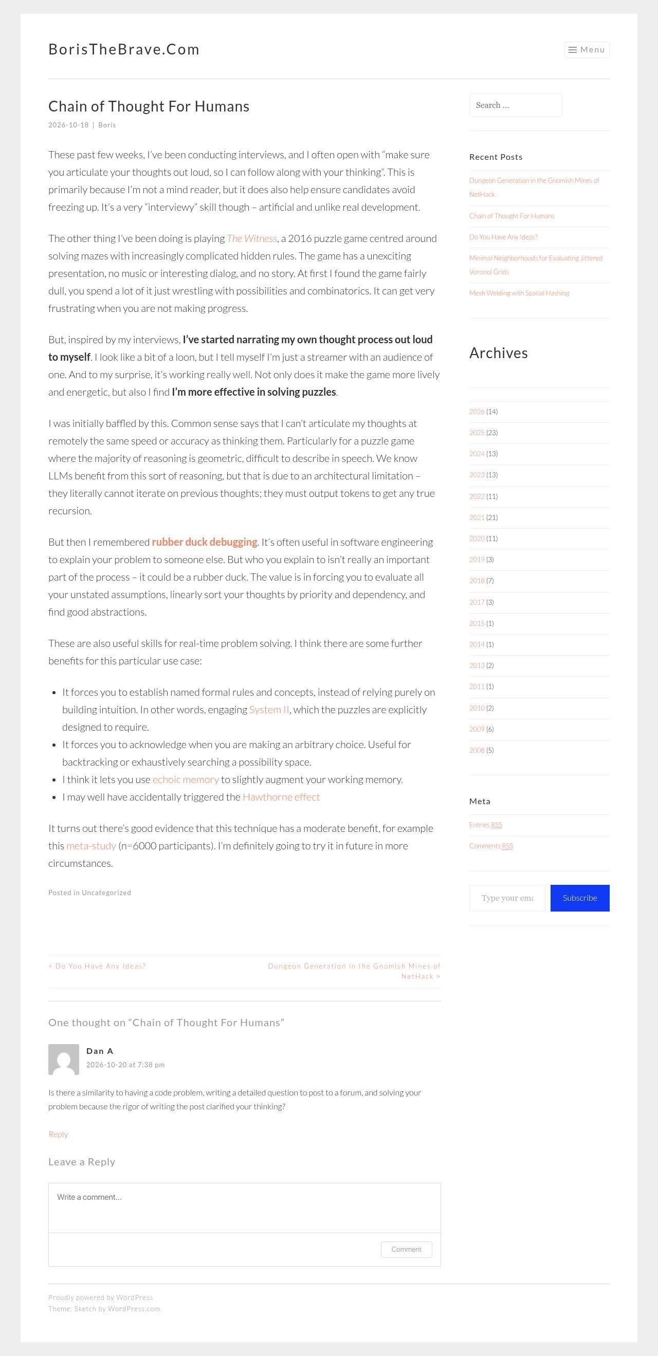 Full-page screenshot of boristhebrave.com