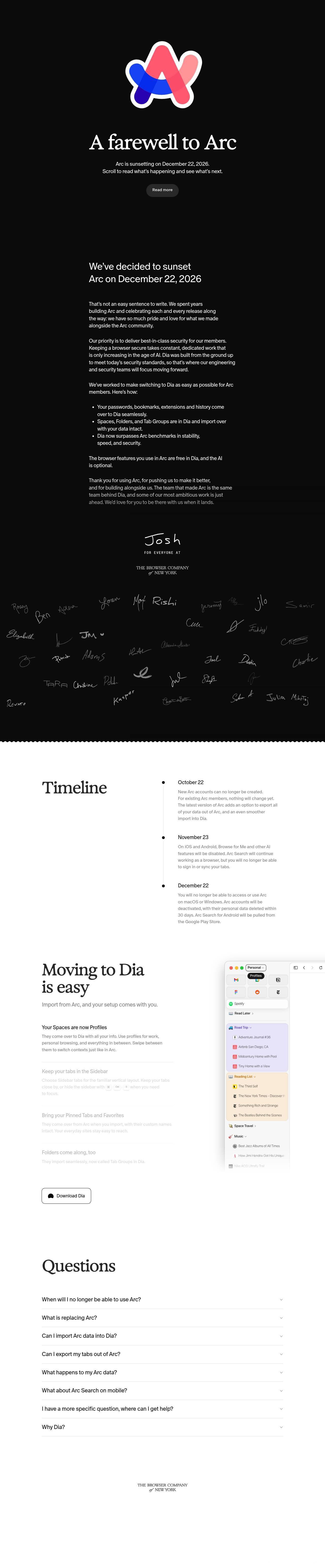 Full-page screenshot of arc.net