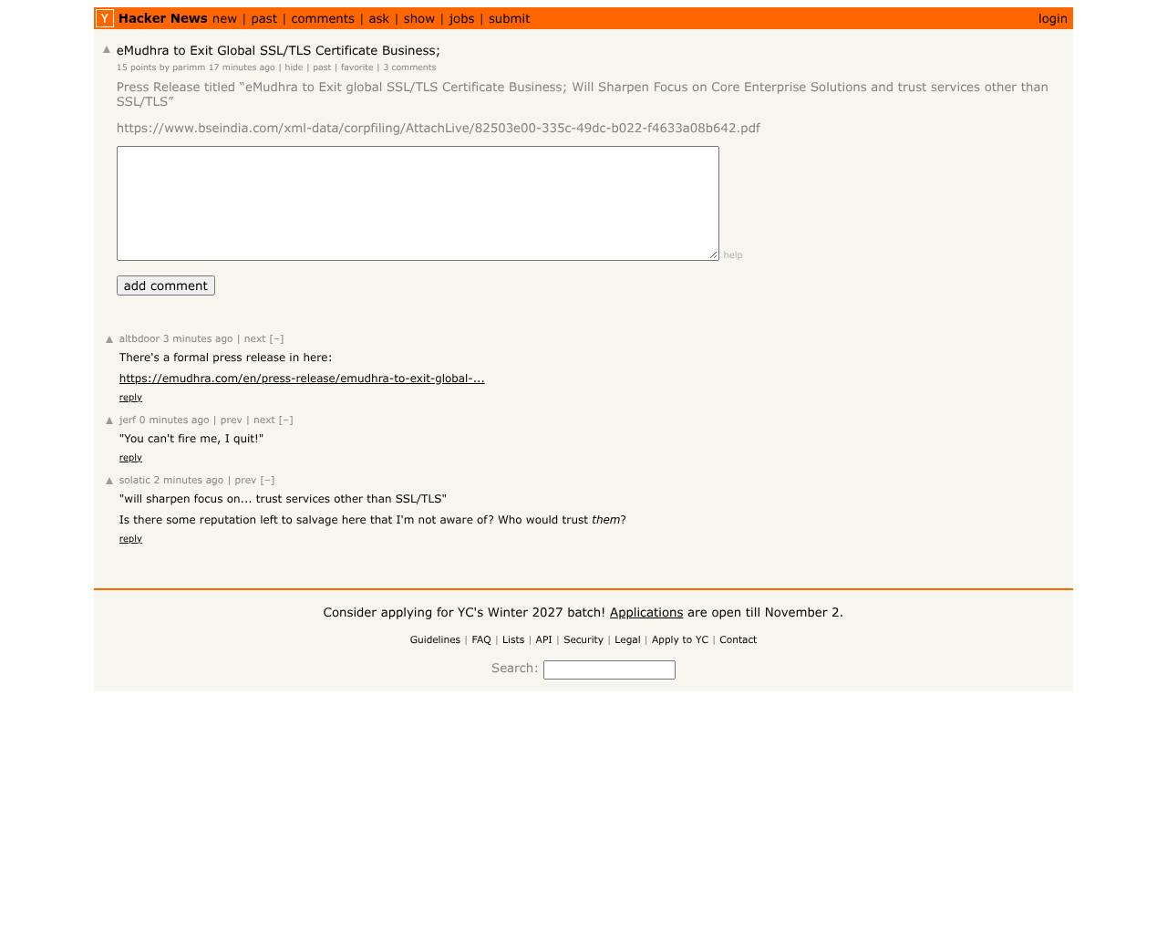 Full-page screenshot of this Hacker News post
