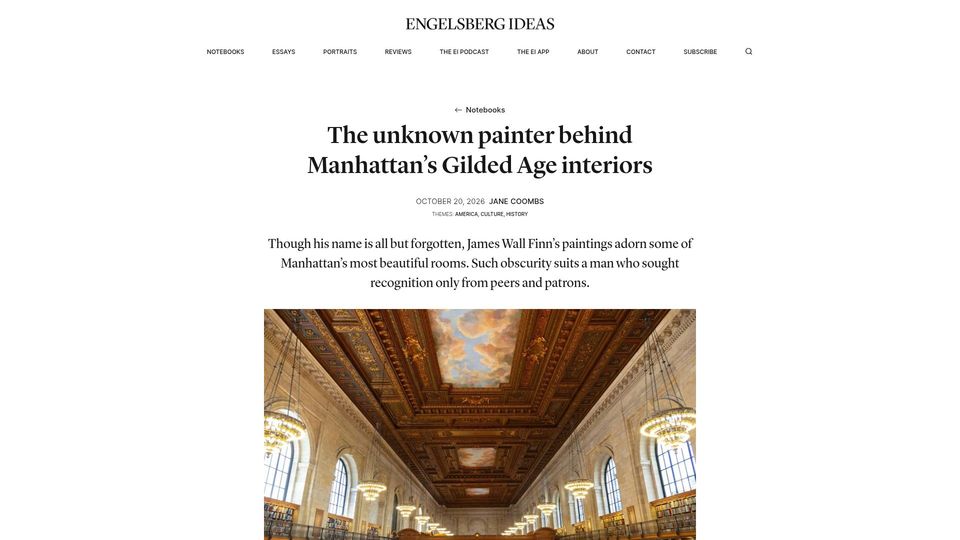 Screenshot of engelsbergideas.com: The painter behind Manhattan’s Gilded Age interiors