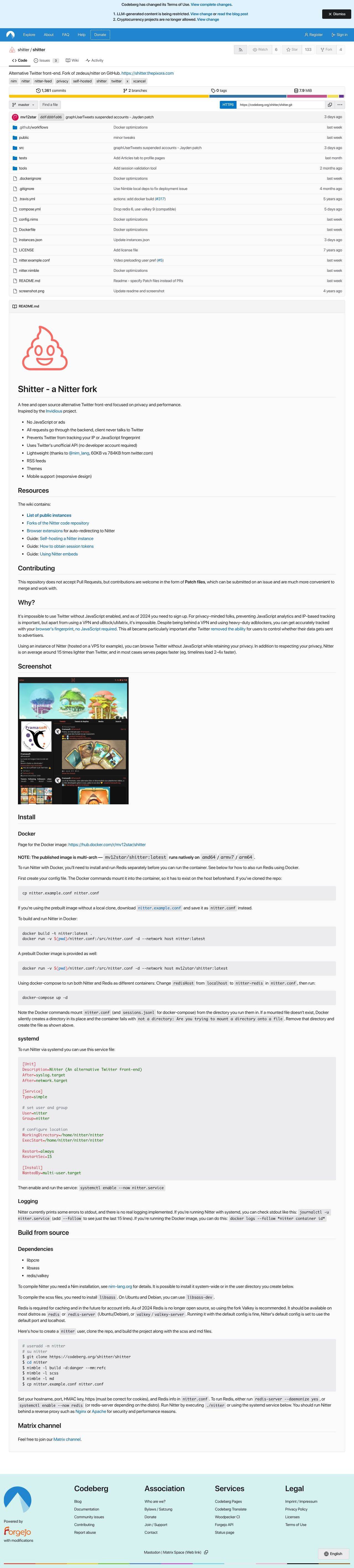 Full-page screenshot of codeberg.org