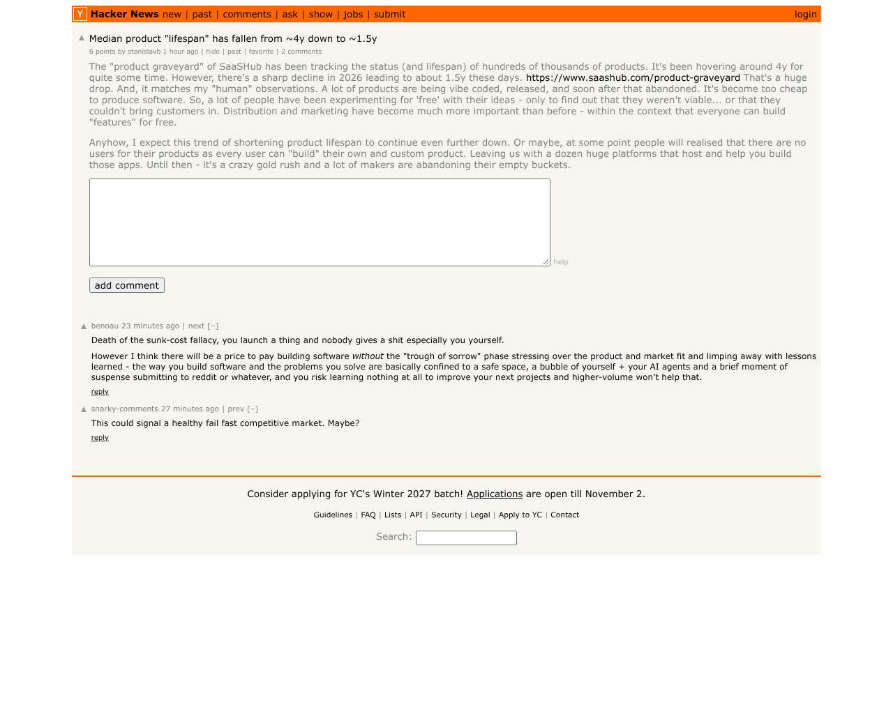 Full-page screenshot of this Hacker News post