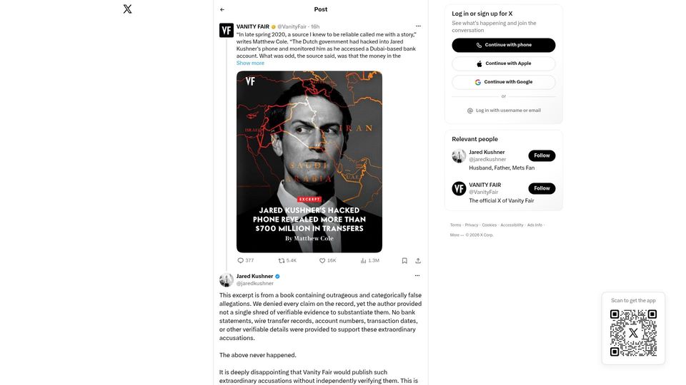 Screenshot of twitter.com: Dutch government had hacked into Jared Kushner's phone