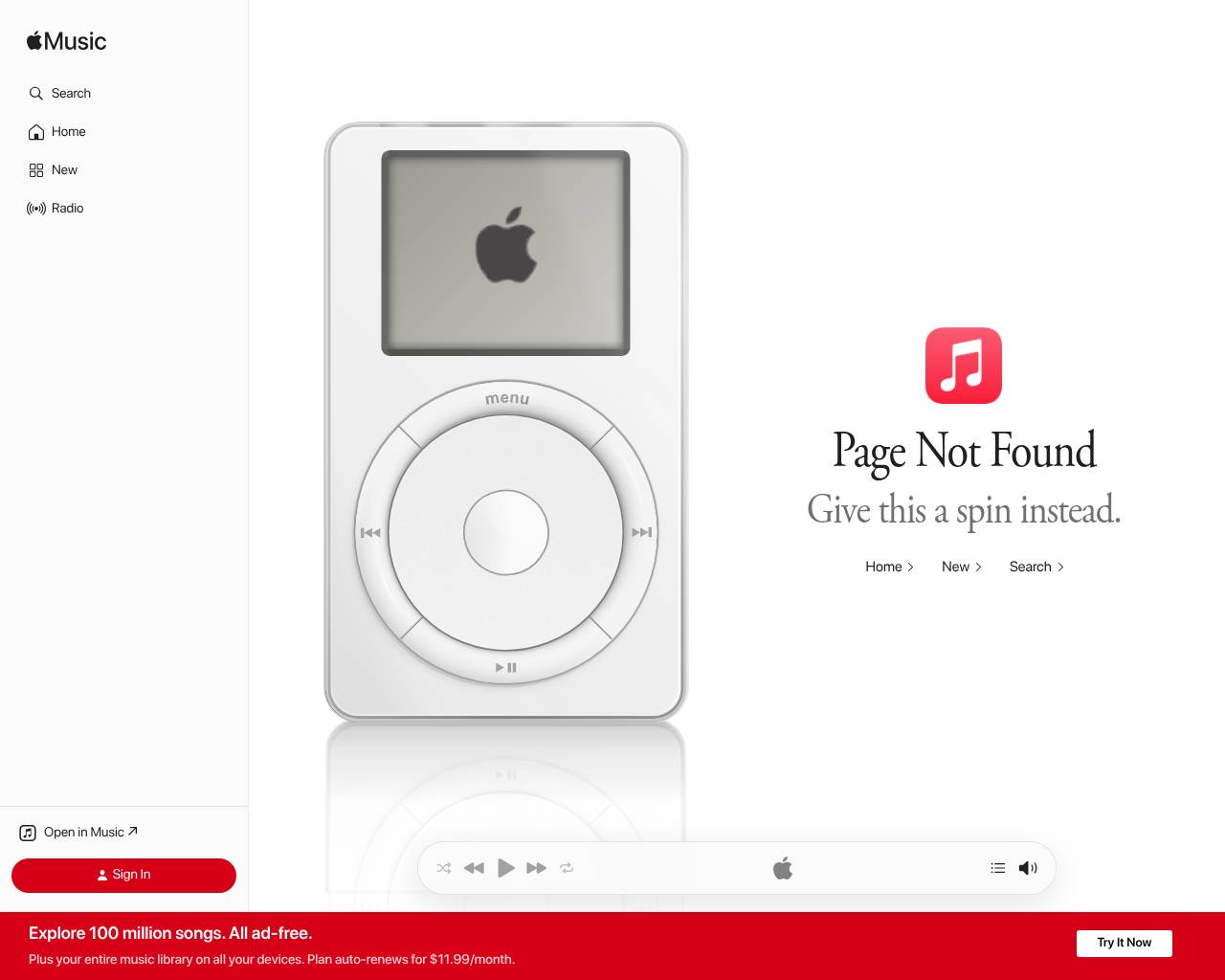 Full-page screenshot of music.apple.com