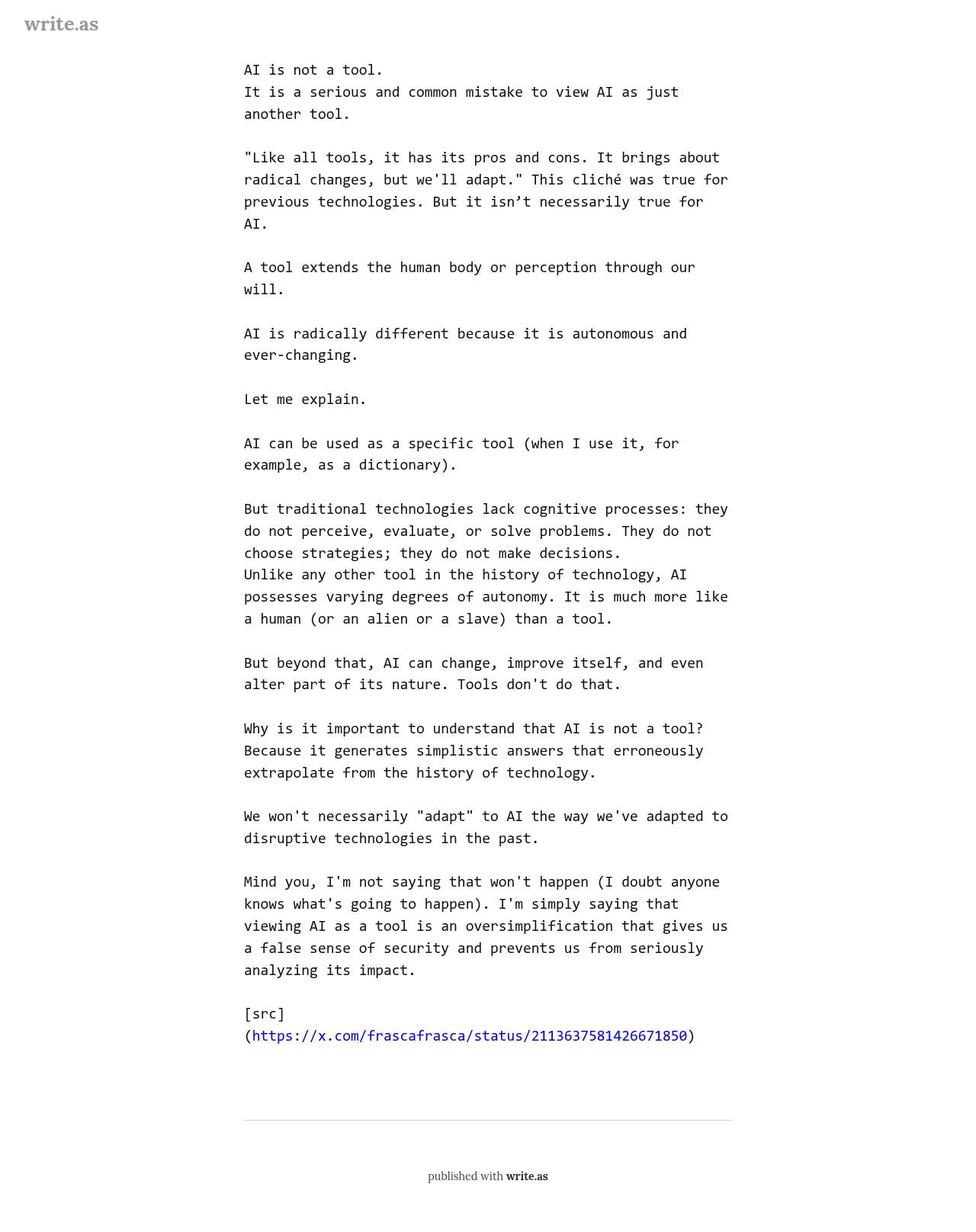 Full-page screenshot of write.as