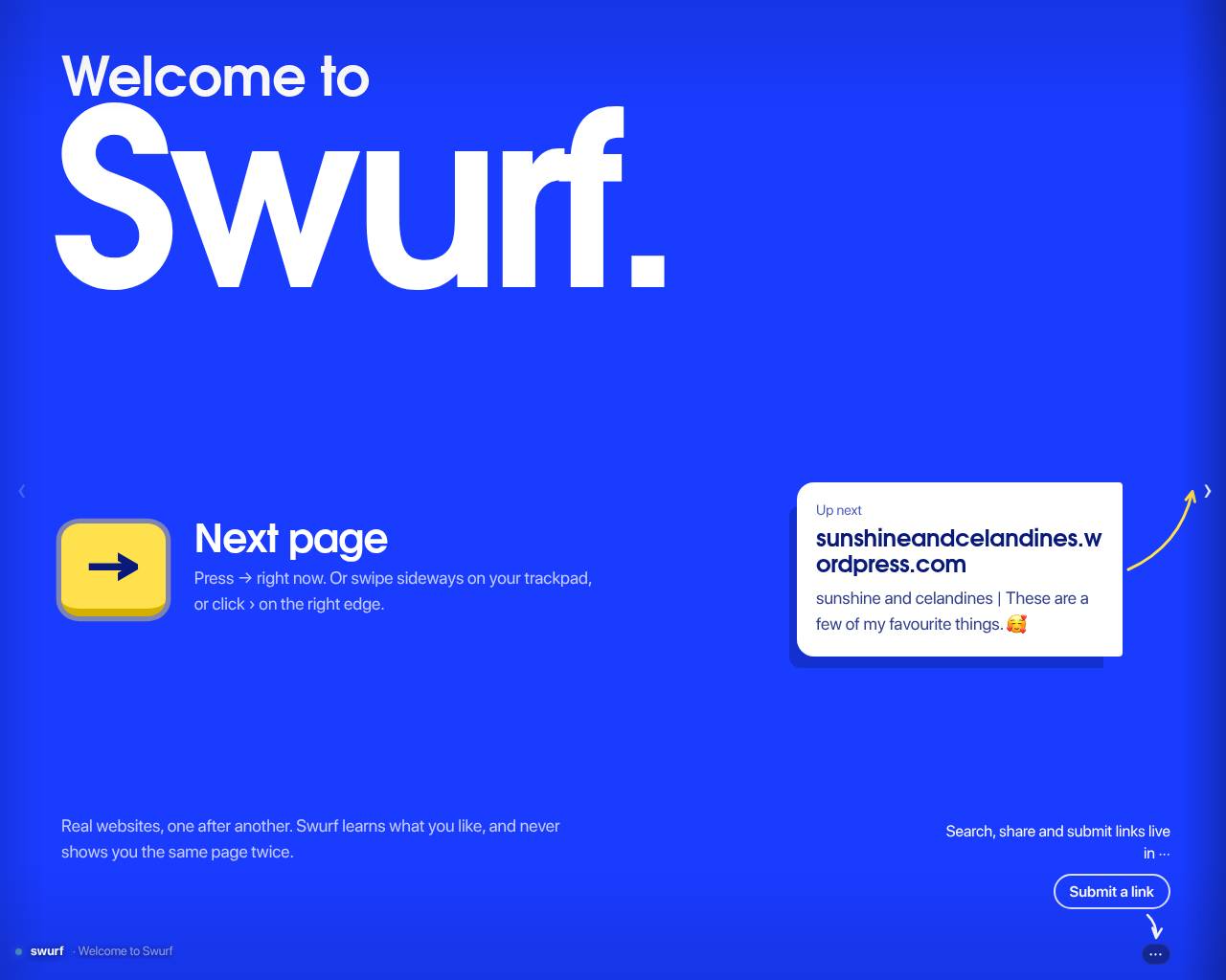 Full-page screenshot of swurf.org