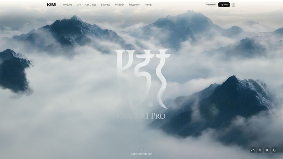 Screenshot of kimi.ai: Kimi K3.1 Pro