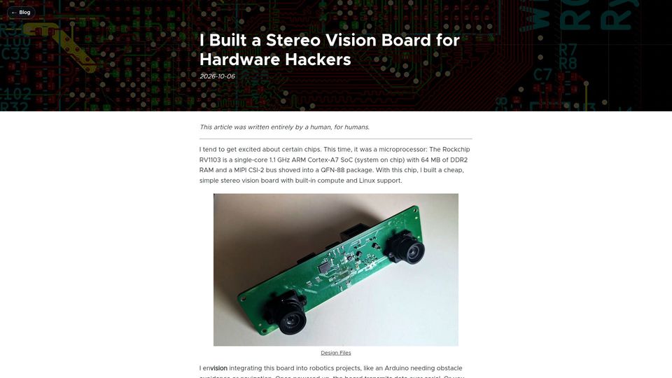 Screenshot of rootkitlabs.com: I Built a Stereo Vision Board for Hardware Hackers