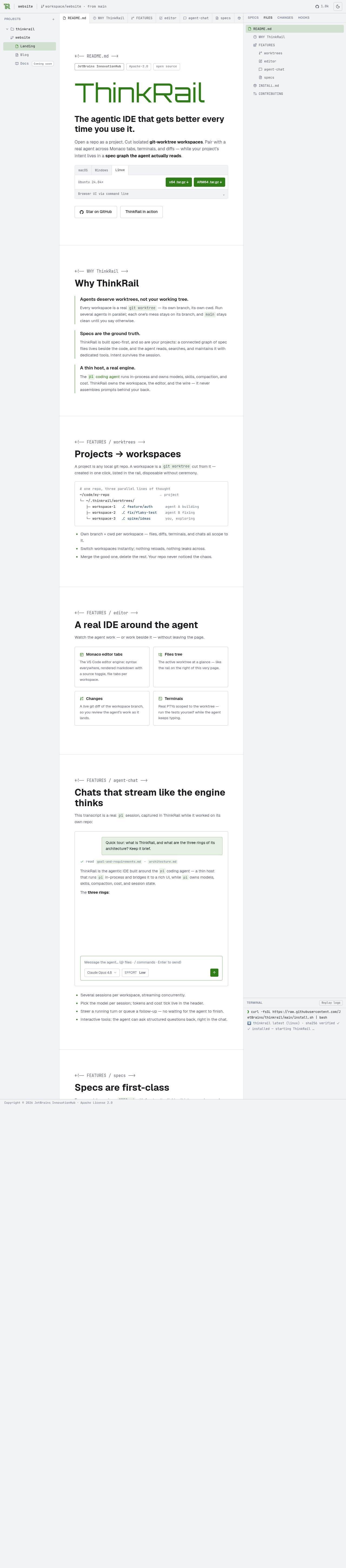 Full-page screenshot of thinkrail.ai