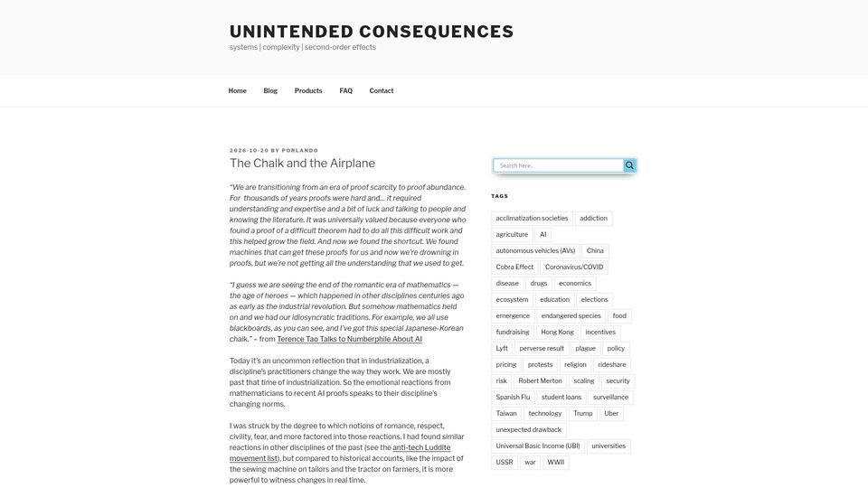 Screenshot of unintendedconsequenc.es: The Chalk and the Airplane
