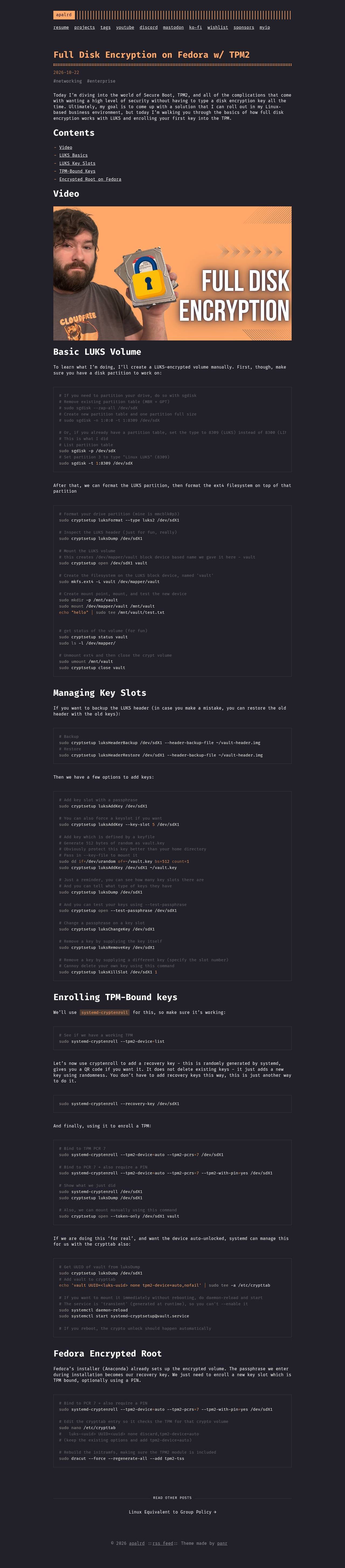 Full-page screenshot of apalrd.net