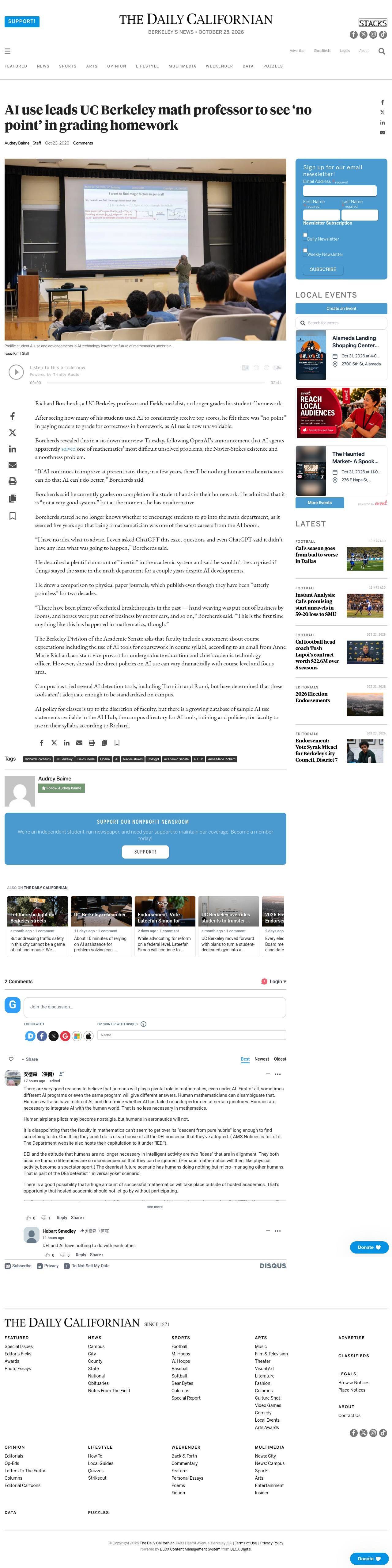 Full-page screenshot of dailycal.org