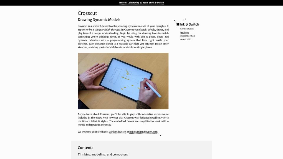 Screenshot of inkandswitch.com: Crosscut – Drawing Dynamic Models